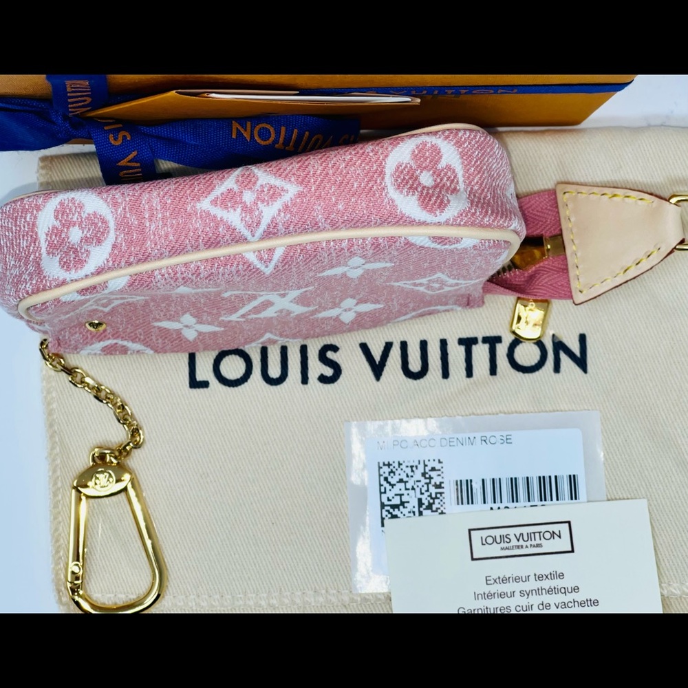 Louis Vuitton Pink/Rose Jacquard Denim Stone-Washed Micro Pochette NEVER…